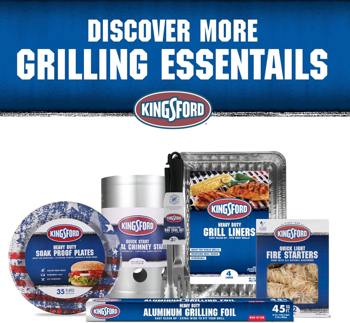 Kingsford 3-Piece Rust-Resistant Stainless Steel BBQ Tool Set, 3 Count