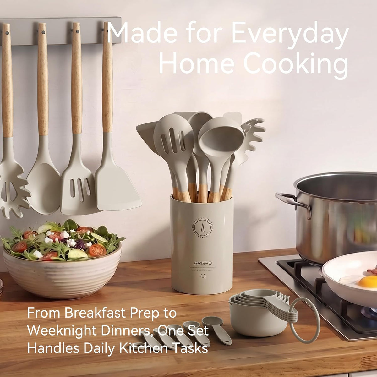 Silicone Kitchen Utensils Set, Heat-Resistant Cooking Utensils, BPA-Free