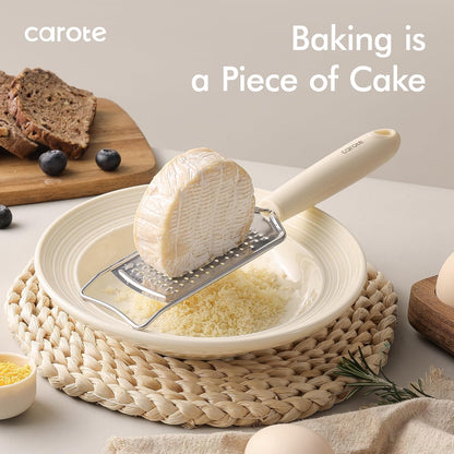 CAROTE Silicone Cooking Utensils Set, Kitchen Utensils Set 10 Pcs for cooking, BPA Free Spatula Set with Heat Resistant Wood Handles for Nonstick Cookware (Cream White)