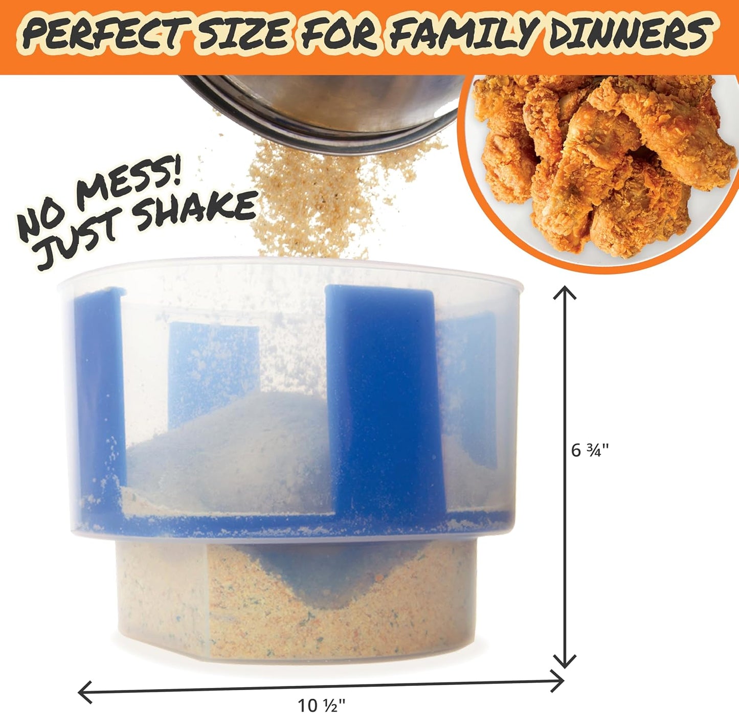 Cook’s Choice Original Better Breader – Mess-Free Breading Station for Chicken, Fish & Vegetables – Large Capacity Fits Full-Size Cuts – Shake & Coat for Even Coverage – Dishwasher Safe & Made in USA