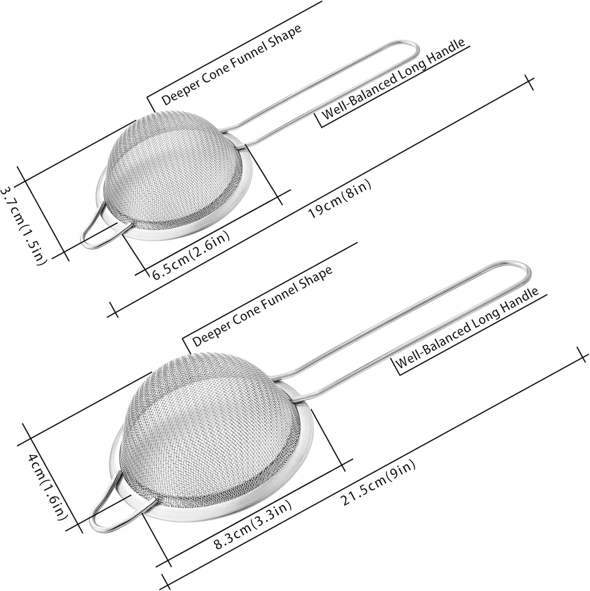 Fine Mesh Strainers, 2 Pack Mini Metal Sieve with Handle for Kitchen Filter