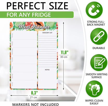 Weekly Dinner Menu Board for Kitchen A4-8.5x12 Black Magnetic Weekly Meal Planner for Fridge Dry Erase Weekly Menu Boards Magnetic Menu for Refrigerator Food Menu Boards Week Chalkboard Menu Board