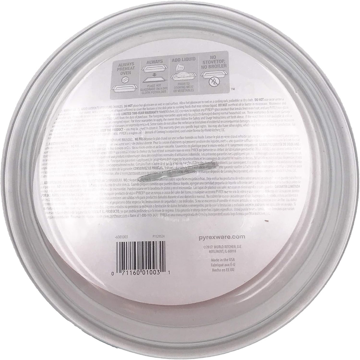 Pyrex Glass Bakeware Pie Plate 9" x 1.2"