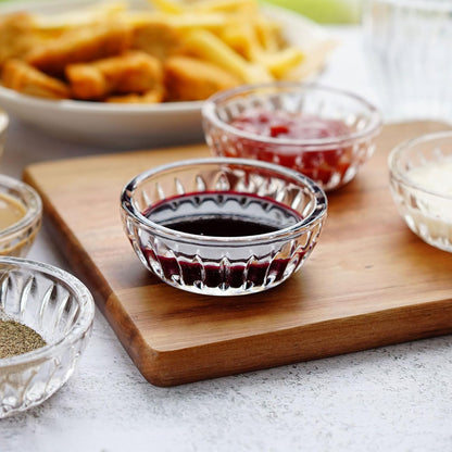 kanpura Mini Glass Bowls, Square Prep Bowl, Dishwasher Safe, Pinch Bowls for Dipping Spices Sauce, Stackable, 1.8 oz, Set of 6, (Clear)