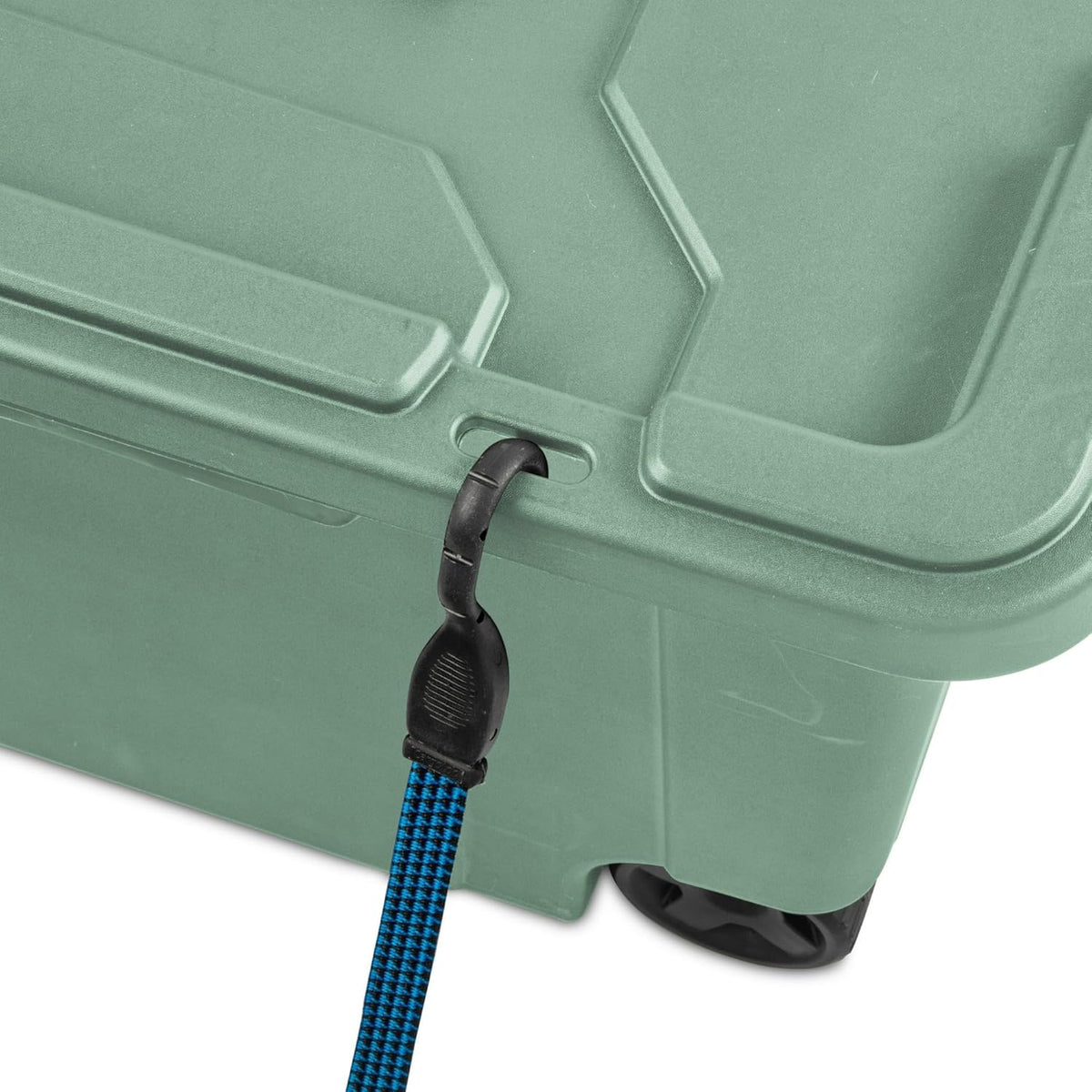 40 Gallon Wheeled Industrial Tote, Rugged Plastic Storage Bin, Latch Lid, Light Green, 2 Count