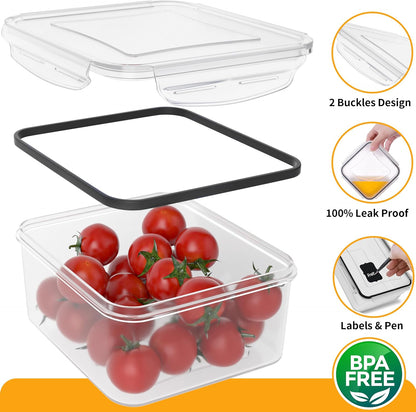 40 PCS Plastic Food Storage Containers with Lids Airtight, BPA-Free Leakproof Meal Prep Containers Reusable,Microwave & Dishwasher & Freezer Safe,Includes Labels & Pen