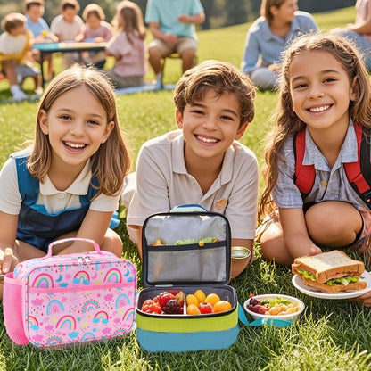 RHCPFOVR Kids Lunch Bag - Insulated Lunch Box for Boys Girls,Washable Lunch Bag and Reusable Toddler Leak-proof Lunchbox for School and Daycare - Colors B