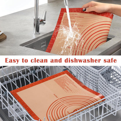 Non-slip Silicone Pastry Mat Extra Large with Measurements 36''By 24'' for Baking Mat, Counter/Dough Rolling/Oven Liner/Fondant/Pie Crust（Red）