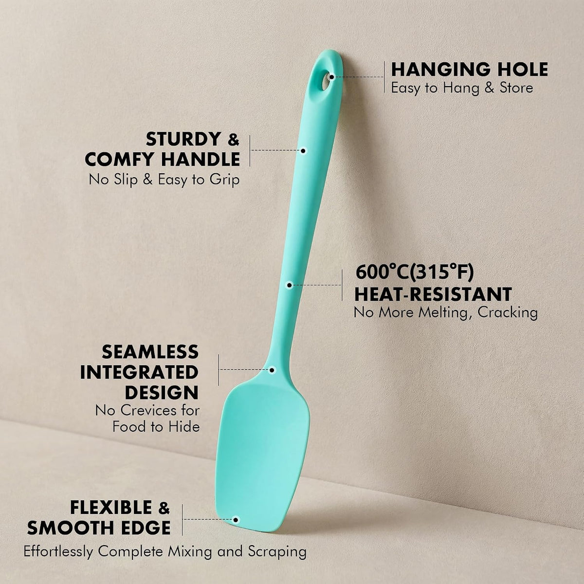 Silicone Spoonula Set, 600ºF Heat Resistant, 3Pcs, Multicolor 3