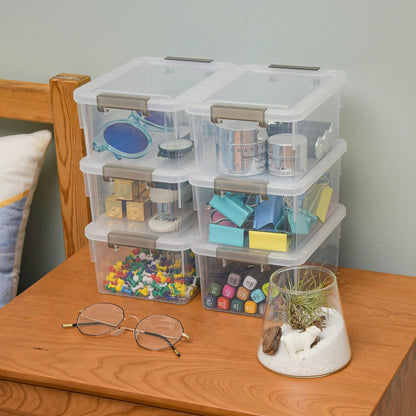 Citylife 6Packs 7.8Qt Plastic Storage Bins with Lids, Clear Organizer | Stackable totes Containers for Craft Supplies, Documents,Garage,Toys,Office and Classroom