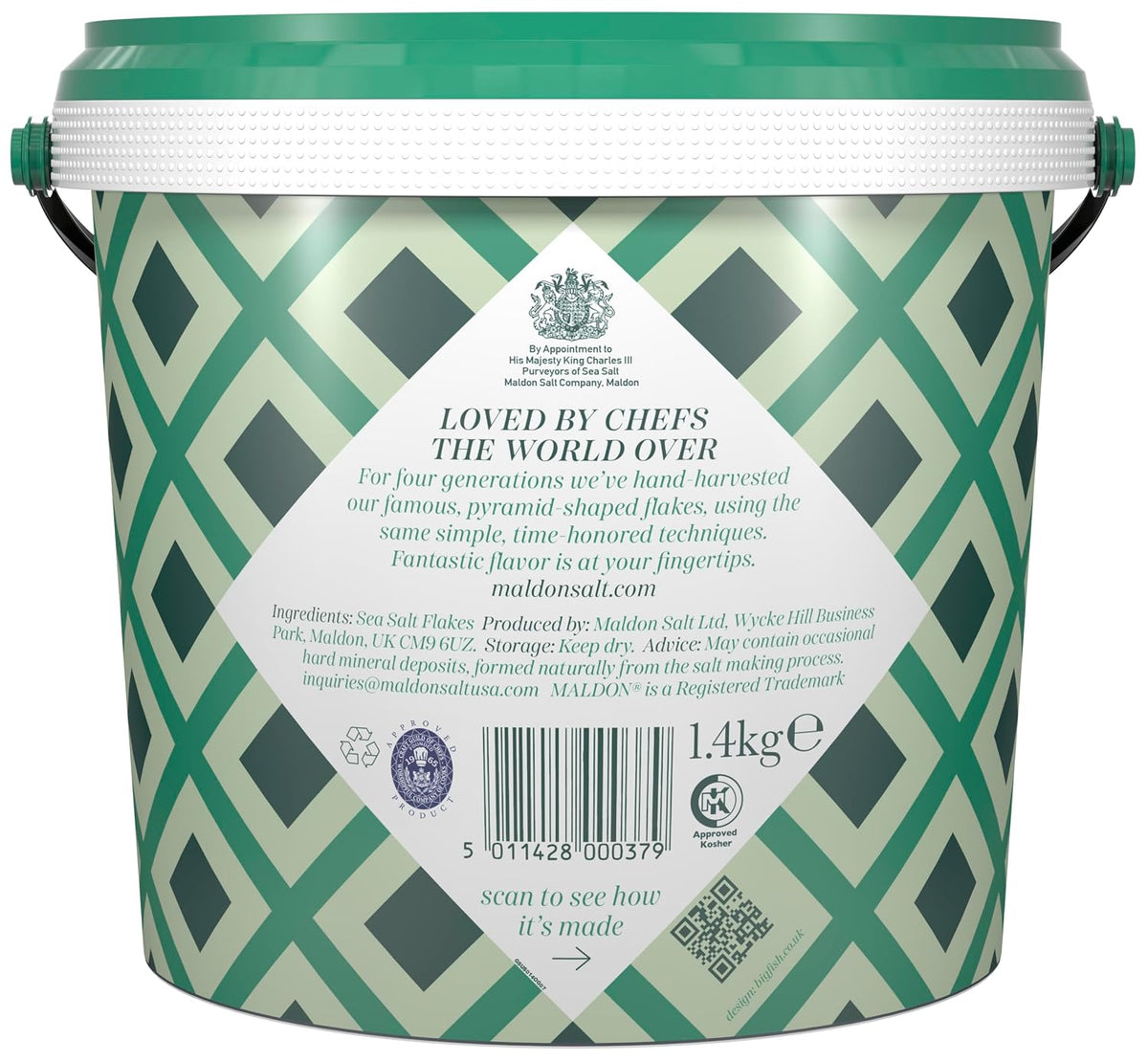 Maldon Salt, Sea Salt Flakes, 20 oz (570 g), Resealable Tub – Kosher, Natural, Unique Gourmet Pyramid Shaped Salt Flakes, Perfect for a Wide Range of Dishes, Hand-Harvested for Four Generations
