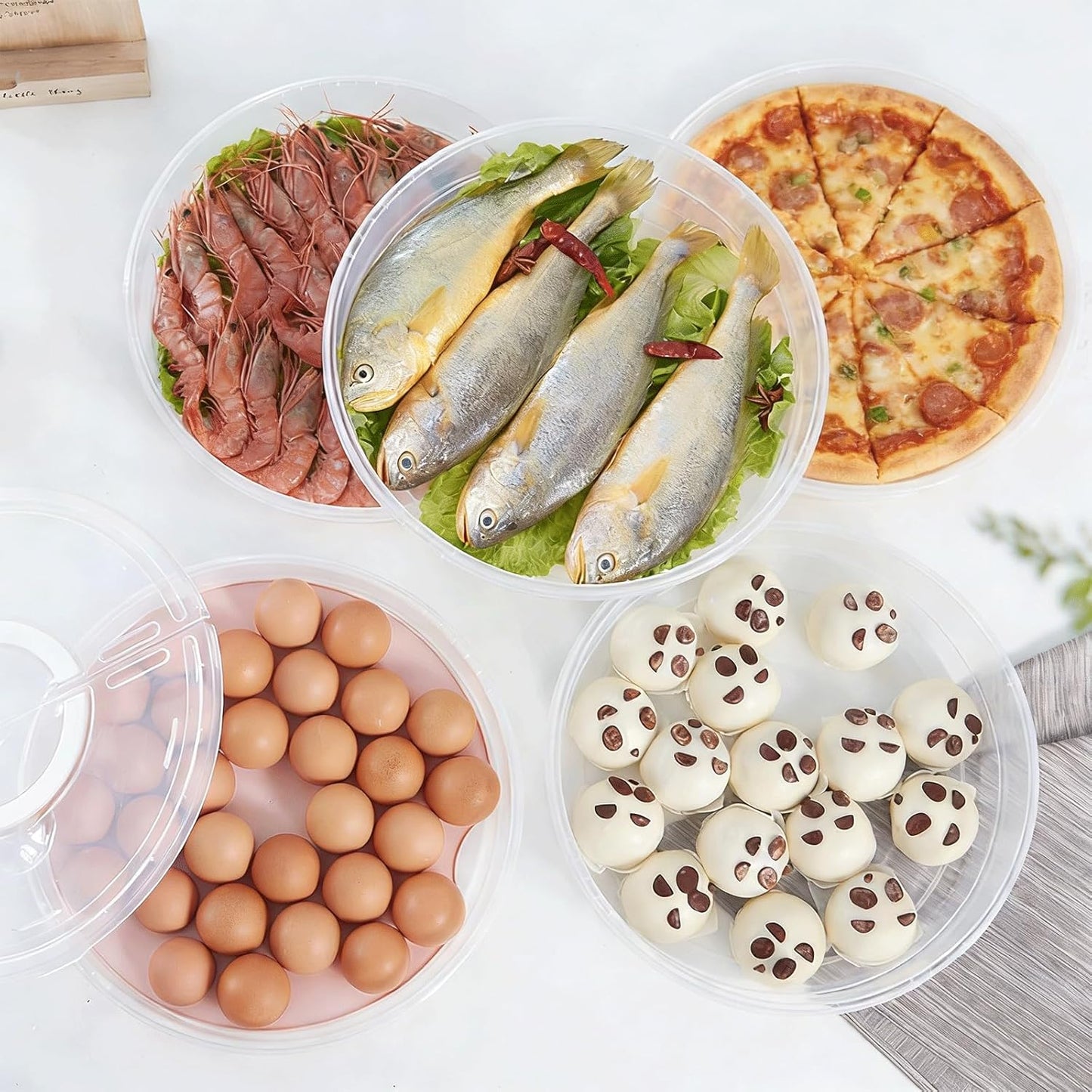 Pie Carrier With Lid and Handle, 12IN Stackable Pie Carriers for Transport with Double-Layer Divider, Airtight Pizza Saver for Leftover Pizza, Pie, Cake (3PC)