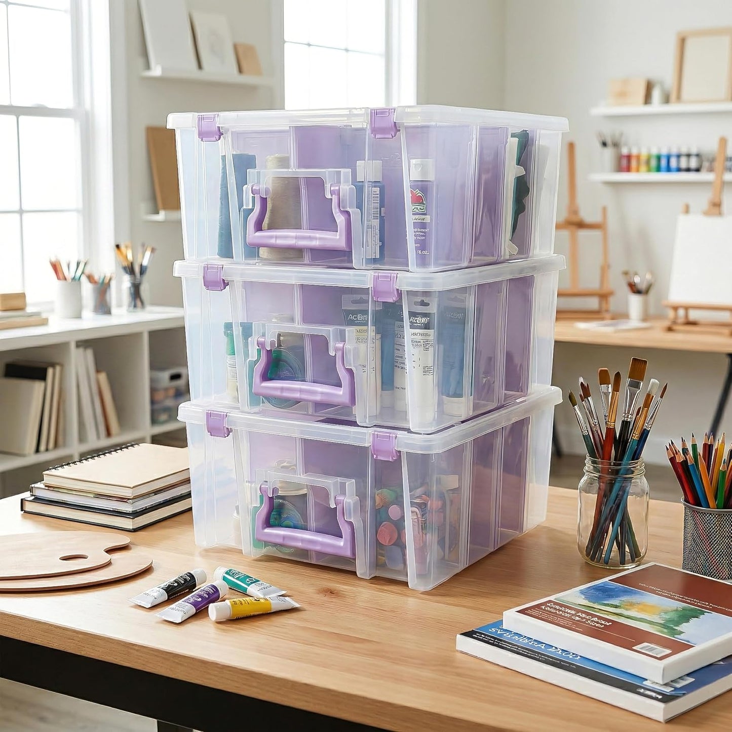 ArtBin 6990SO Super Satchel Double Deep Compartment Box - Art Storage with 8 Removable Compartments, Smart Closure for Craft Supplies (Gold - Pack of 1)