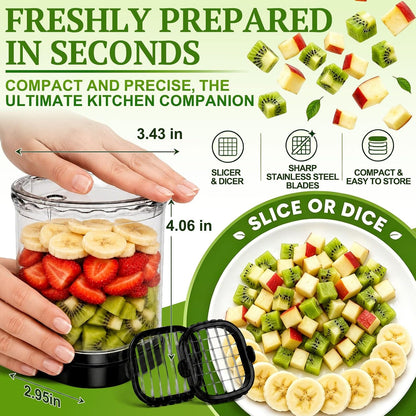 Hendiy 2-in-1 Fruit Slicer Cup, Stainless Steel | Strawberry Slicer Dicer, With Lid & Push Plate, Portable Kitchen Gadget, For Strawberry Banana Grape Egg Vegetable Salad