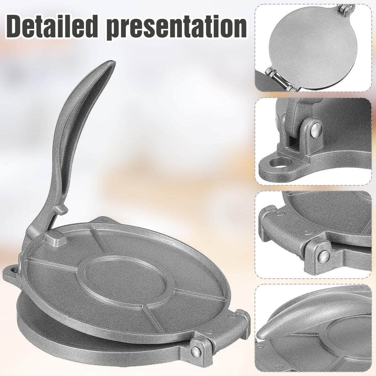 YARNOW Tortilla Press 6.49 inch Aluminum Alloy Dough Press Machine for Flour Tortillas Empanadas Pie Shells Dumplings and Flatbreads Kitchen Tool for Home Cooking