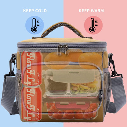 FlowFly Insulated Reusable Lunch Bag Adult Large Lunch Box for Women and Men with Adjustable Shoulder Strap,Front Zipper Pocket and Dual Large Mesh Side Pockets,Cherry - Colors A