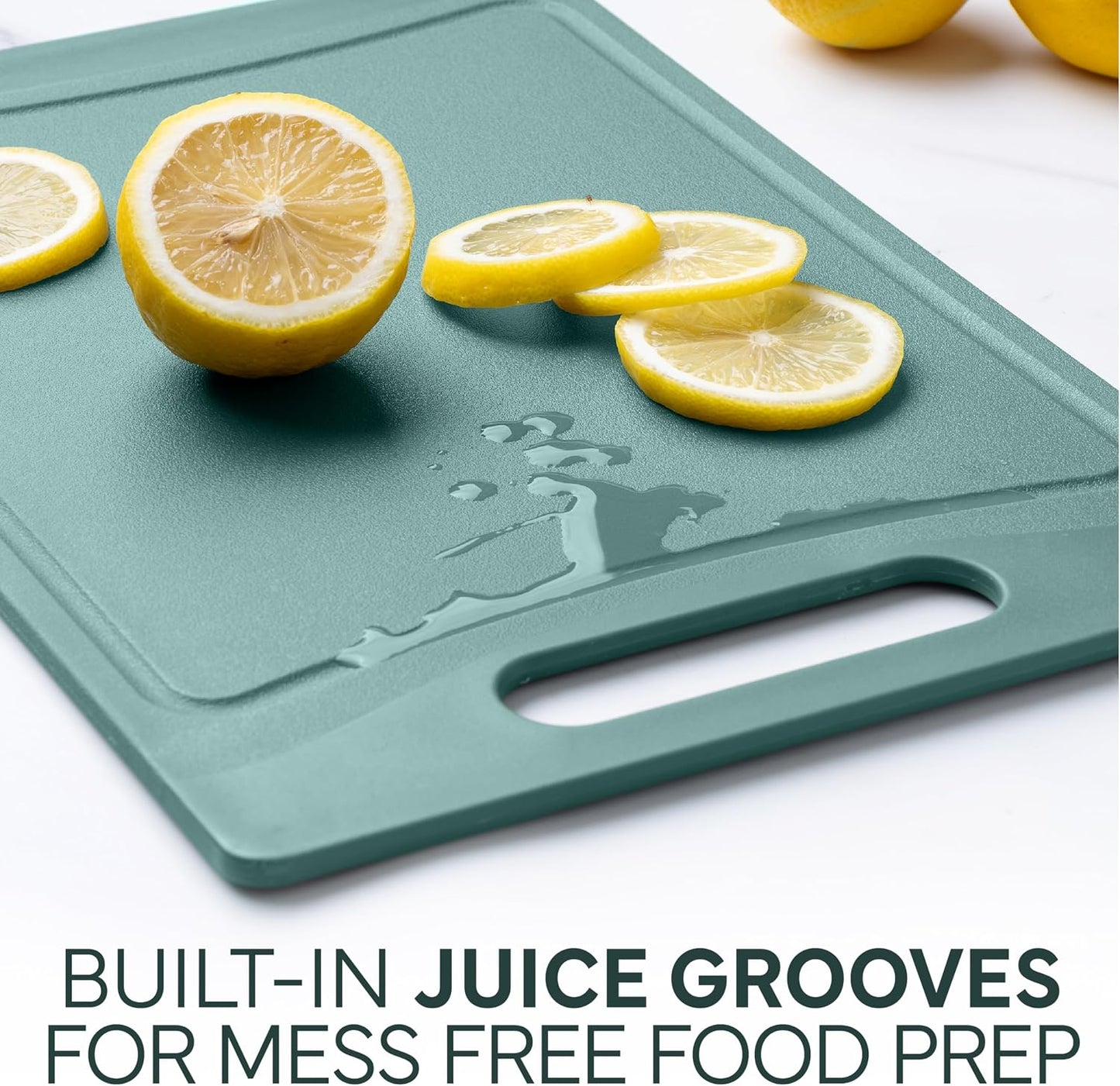 COOK WITH COLOR Non-Slip Cutting Board Set – Kitchen Essentials with Easy Grip Handle for Meat, Veggies, and Fruits, 3 Cutting Boards, Speckled White
