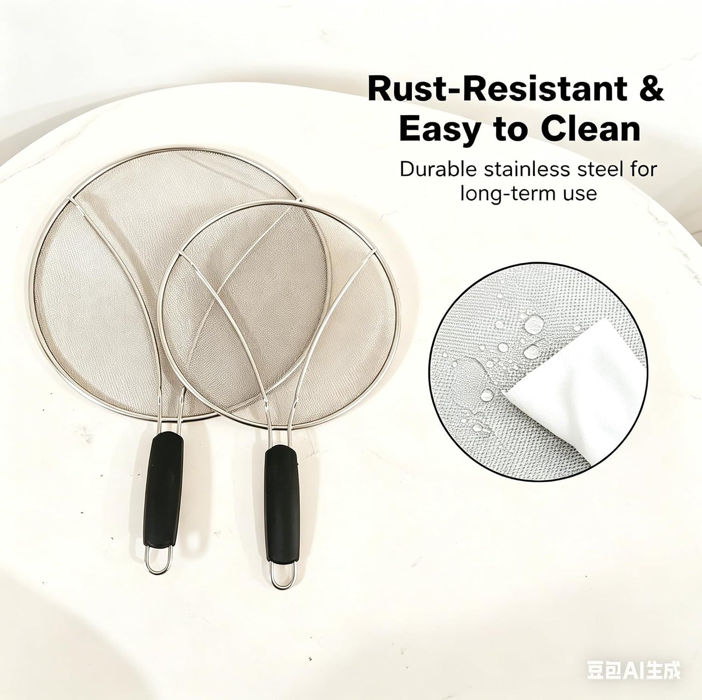 Stainless Steel Splatter Guard Set of 2 for Frying Pan – 13 Inch & 10 Inch Heavy Duty Grease Splatter Screen, Oil Splash Guard for Cooking, Dishwasher Safe, Easy to Hang