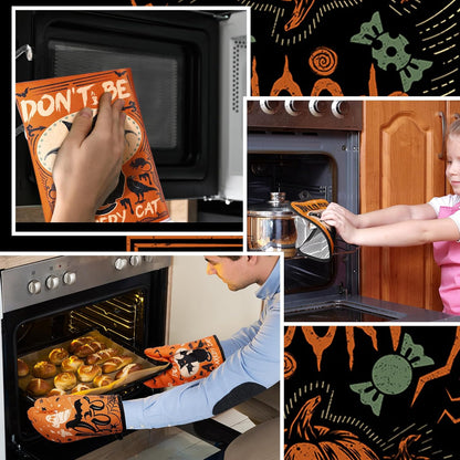 SiliFine 12 Pcs Fall Pumpkin Kitchen Towels Oven Mitts Pot Holders Set