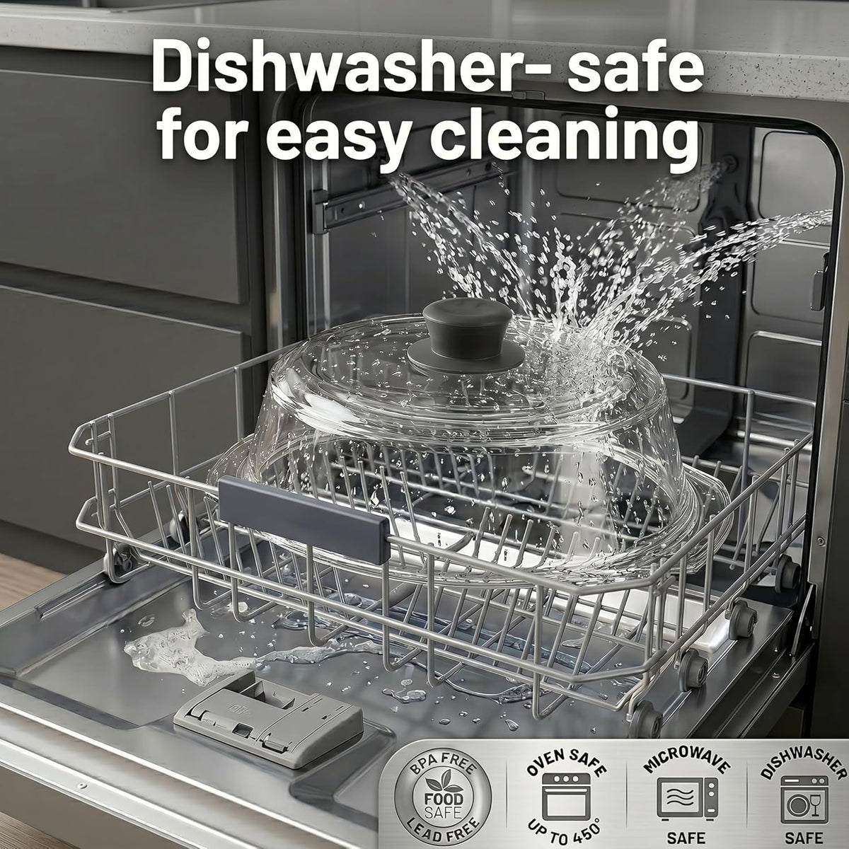 Bezrat Microwave Tall Glass Plate Cover | Splatter Guard Lid with Easy Grip Silicone Handle Knob | 100% Food Grade | BPA Free and Dishwasher Safe | 10 Inch (Black-)