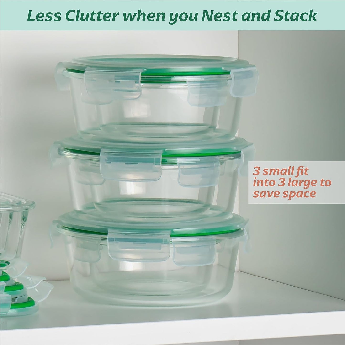 Fusion Gourmet 8 Pack 35 oz Glass Storage Containers with Lids - Airtight, Leakproof, Oven, Microwave & Freezer Safe, Stain & Odor Resistant, Reusable Meal Prep Containers (16-Piece)