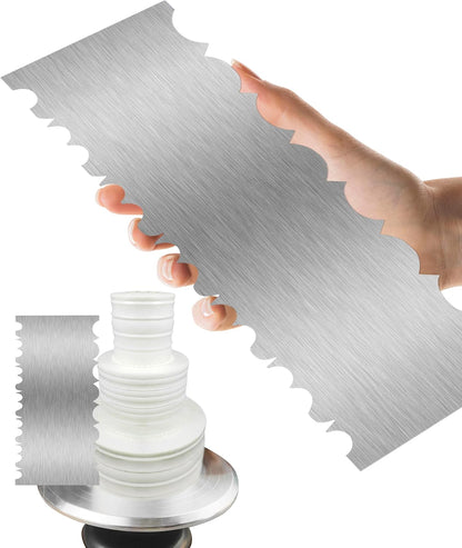 8.6 Inch Metal Cake Scraper Smoother, Edge Side Jagged Comb for Cream
