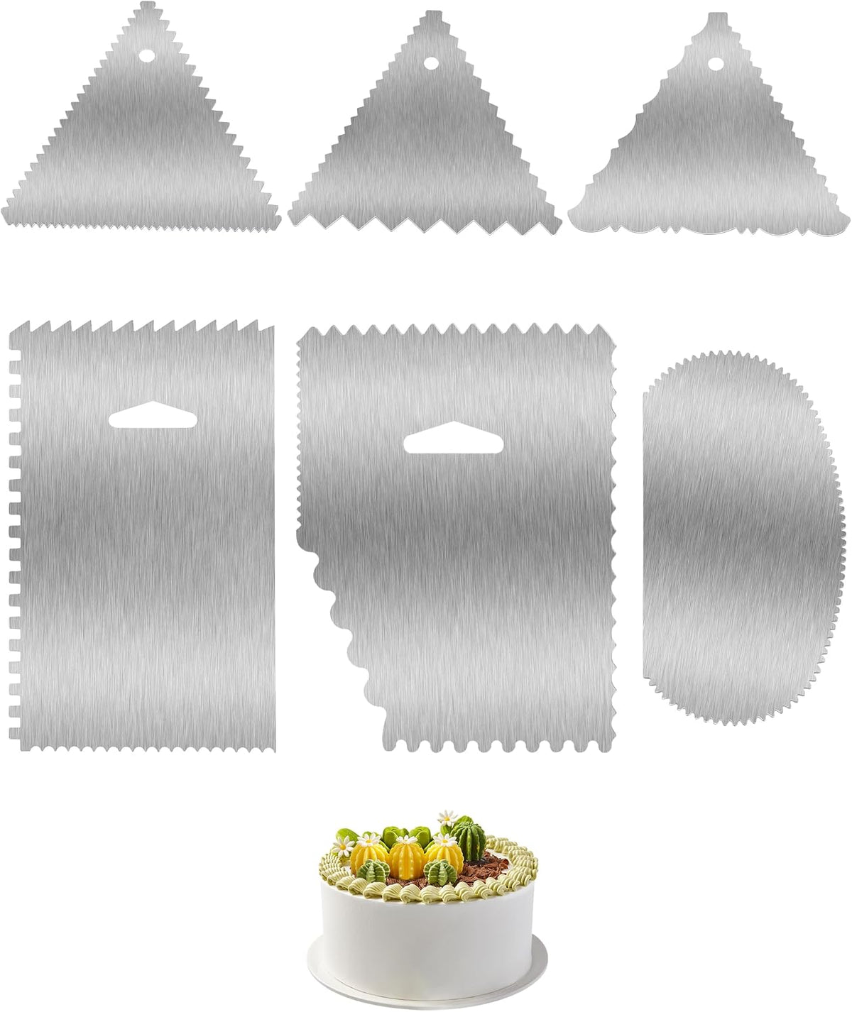 6pcs Cake Scraper Decorating Comb and Icing Smoother Reusable Bread Cream Pizza Cutter-Purple