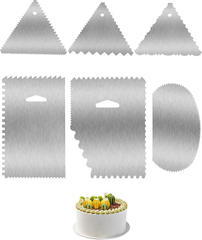 6pcs Cake Scraper Decorating Comb and Icing Smoother Reusable Bread Cream Pizza Cutter-Purple