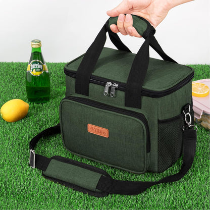 Tiblue Insulated Lunch Bag for Women/Men, Reusable Lunch Box for Office Work School Picnic,Leakproof Freezable Cooler Bag with Adjustable Shoulder Strap for Kid/Adult(Medium, Black & White Stripes)
