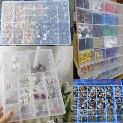 Xiaoyztan Clear Plastic Organizer, 12 Grids with Adjustable Dividers, Jewelry Box Bead Storage Container for Small Parts, Fishing Tackle, DIY Crafts, and Earrings