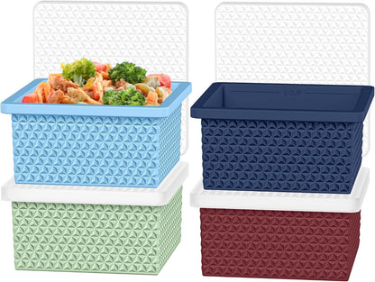Silicone Freezer Molds for Soup Cube - 2-Cup Freezer Storage Container Tray with Lid,4 Pack Stackable Ice Cube Trays for Portion Control,Food Storage Meal Prep,Oven & Dishwasher Safe