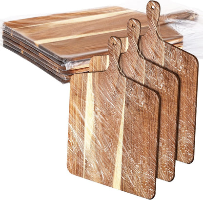 Patelai 6 Pcs 15 x 7 Inch Bamboo Cutting Board Set with Handles Laser Engraving Wooden Charcuterie Kitchen Plain Serving Chopping Board Bulk for DIY Housewarming