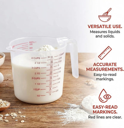 1 Cup/8 Oz Plastic Measuring Cups With Spout And Handle