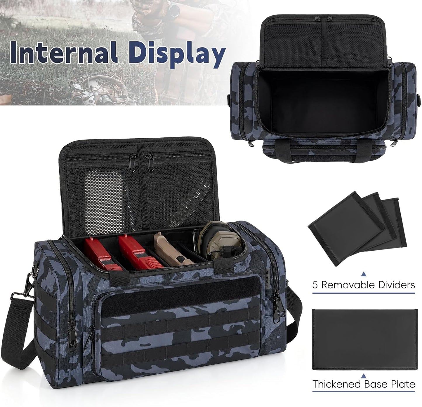 Tactical Pistol Range Bag, Gun Range Bag for Handguns, Shooting Duffle Range Pistol Bag with 6X Magazine Slots, Extra Pockets for Ammo and Essentials