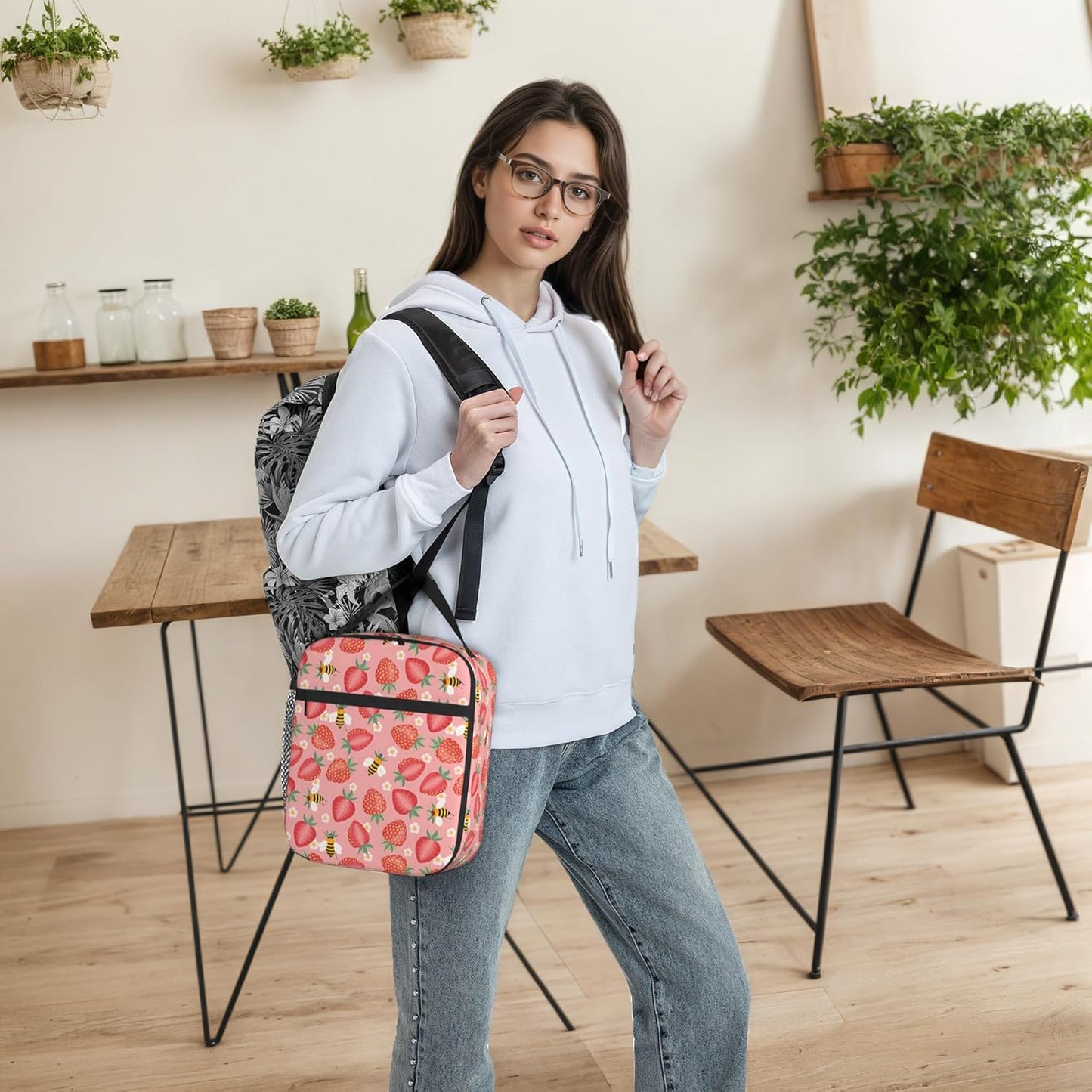 Dinosaur Volcano Insulated Lunch Bag for Women & Men, Reusable Leak-Proof Lunch Box with Cooler Compartment, Lunch Tote for Adults Work Travel Picnic Durable & Washable