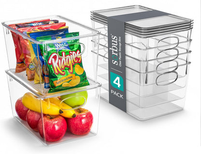 Sorbus 8-Pack Small Clear Plastic Storage Bins – Organizers for Kitchen, Pantry, Fridge, Cabinet & Refrigerator