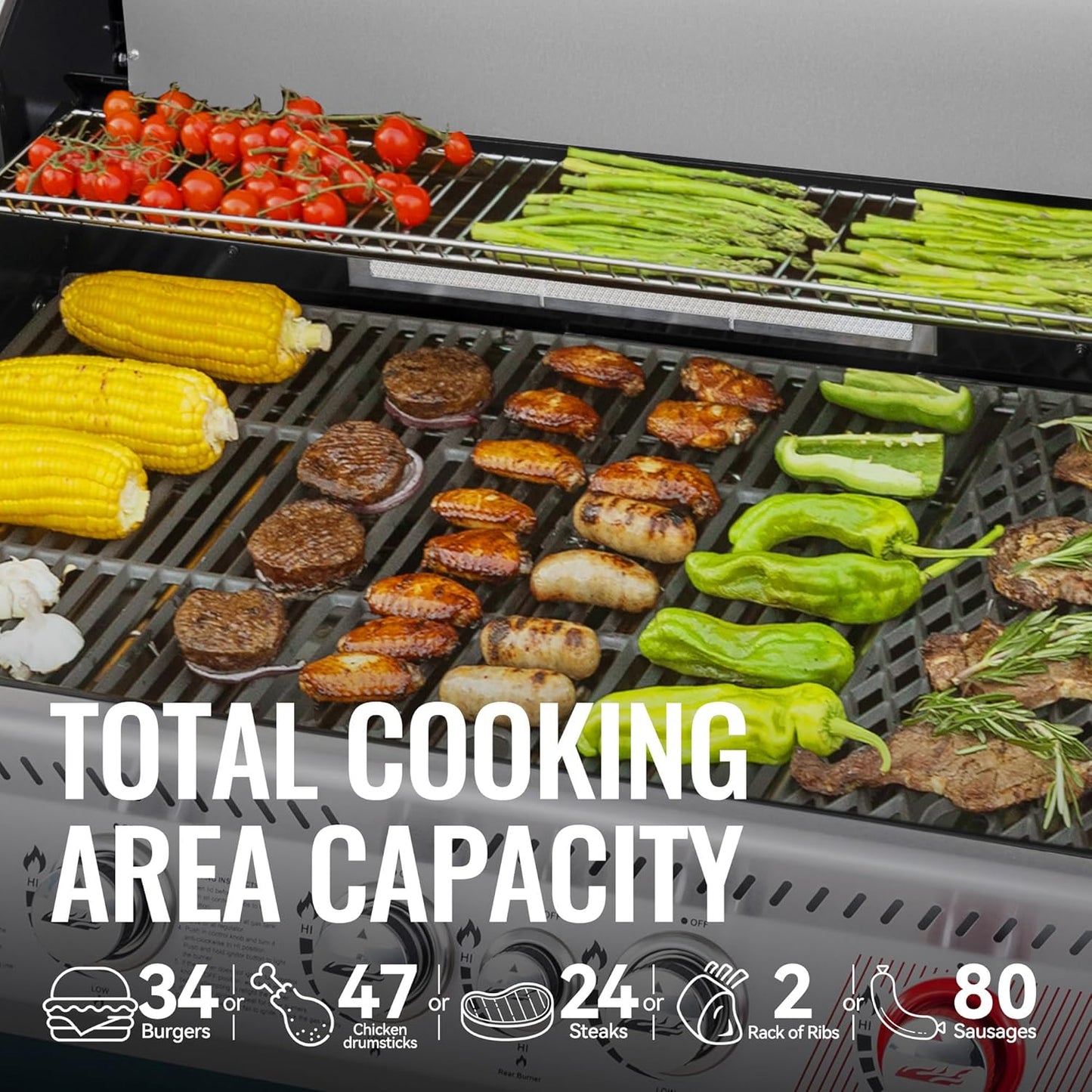 Royal Gourmet GA5403C 5-Burner Propane Gas Grill with Side Burner & Warming Rack, Outdoor BBQ Grill with 74,000 BTUs Output & 738 Sq. in. Cooking Area for Outdoor Barbecue, Coffee