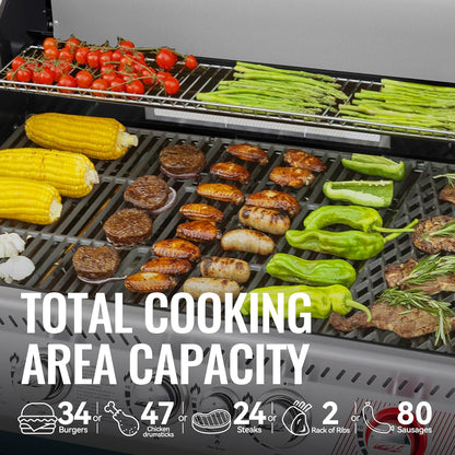 Royal Gourmet GA5403C 5-Burner Propane Gas Grill with Side Burner & Warming Rack, Outdoor BBQ Grill with 74,000 BTUs Output & 738 Sq. in. Cooking Area for Outdoor Barbecue, Coffee