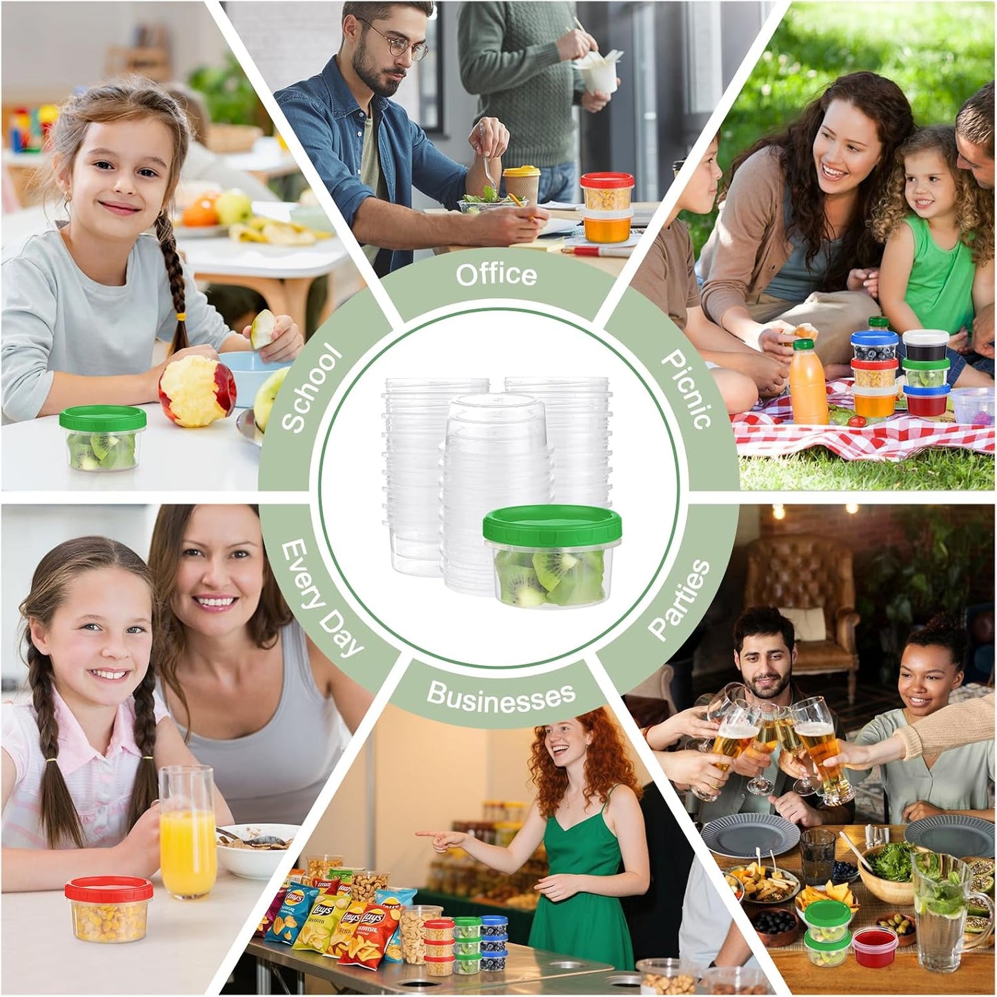 Freezer Storage Containers, 16 Pack 10 oz Plastic Food Storage Containers with Twist Top Lids, Meal Prep Containers for Soup Snack Fruit, BPA Free, Leakproof, Microwave & Dishwasher Safe