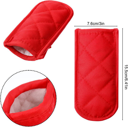 Xindojuz 4 PCS Cast Iron Skillet Handle Covers, Pan Pot Handle Holders Heat Resistant Non-Slip Cotton Cast Iron Handles Sleeves Mitt Protector for Kitchen, BBQ and Baking Cookware(Black)