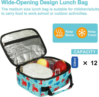 esouler Lunch Box Kids Insulated Lunch Bag for Boys & Girls Durable Children Lunchbox for School with Water Bottle Holder-Black
