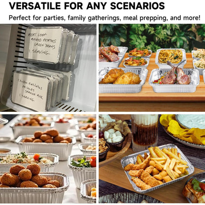 20 Pack Aluminum Pans with Lids(8.5"×6"), 2.25 lb Aluminum Foil Dinner Pans with Lids, Disposable Foil Pans for Baking, Cooking, Meal Prep, Takeaway and Freezing