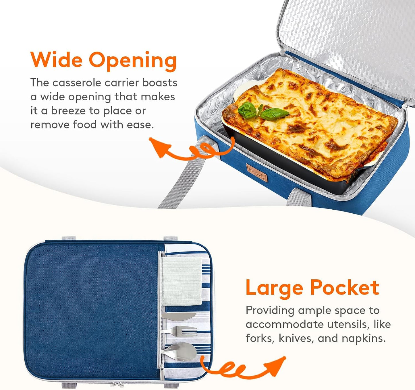 Lifewit Insulated Double Decker Casserole Carrier, Expandable Lasagna Lugger Tote Bag for Hot or Cold Food, Fits 9" x 13" Baking Dish for Potluck Parties, Picnic and Cookouts, Grey-Geometric
