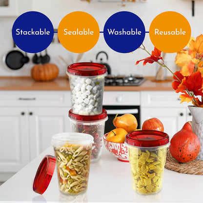 Soup Freezer Food Storage Containers With Screw On Lids [16 Oz -10 Pack] Reusable Plastic Container leak proof, Airtight, Stackable, Microwave Safe BPA Free