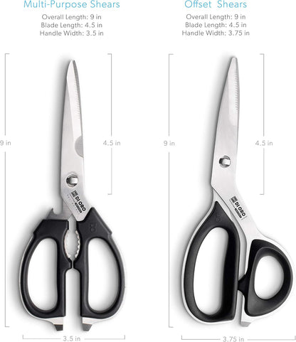 DI ORO Heavy Duty Kitchen Shears - All Purpose - Sharp Scissors for Food, Meat, & Herbs - Stainless Steel Kitchen Shears Heavy Duty & Dishwasher Safe - Bone Cutting Scissors