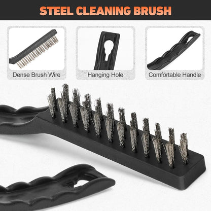 onlyfire Professional BBQ Cleaning Kit, Stainless Steel Burner Cleaner Needles, Heavy-Duty Grill Brush & Plastic Scraper for Unclogging Burners, Scrubbing Grates & Removing Grease -3PCS