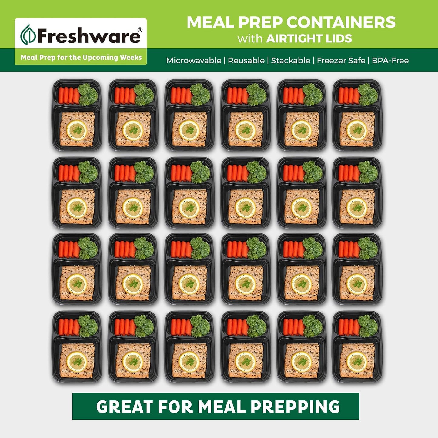 Freshware Meal Prep Containers 1 Compartment Food Storage Containers with Lids, Bento Box, BPA Free, Stackable, Microwave/Dishwasher/Freezer Safe (28 oz), 50 Count (Pack of 1)