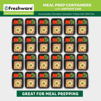 Freshware Meal Prep Containers 1 Compartment Food Storage Containers with Lids, Bento Box, BPA Free, Stackable, Microwave/Dishwasher/Freezer Safe (28 oz), 50 Count (Pack of 1)