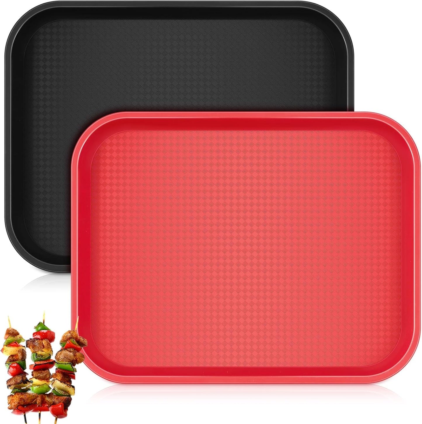 Set of 2 Large Grilling Prep and Serve Trays 18 x 14 Inch BBQ Platters Black Red Trays for Serving Food Raw and Cooked Food Grill Carry System BBQ Accessories for Men