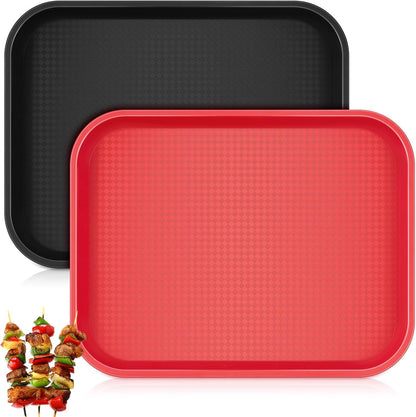 Set of 2 Large Grilling Prep and Serve Trays 18 x 14 Inch BBQ Platters Black Red Trays for Serving Food Raw and Cooked Food Grill Carry System BBQ Accessories for Men
